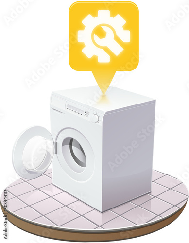 Machine à laver avec un indice de réparabilité moyen jaune (détouré)	