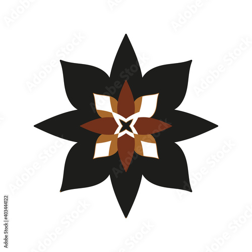 Black flower in abstract style on white background