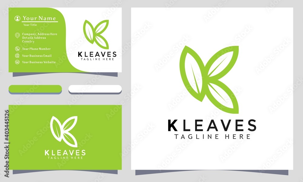 Letter K Leaf logo vector, Nature Eco Leaves logo design, modern logo, Logo Designs Vector Illustration Template