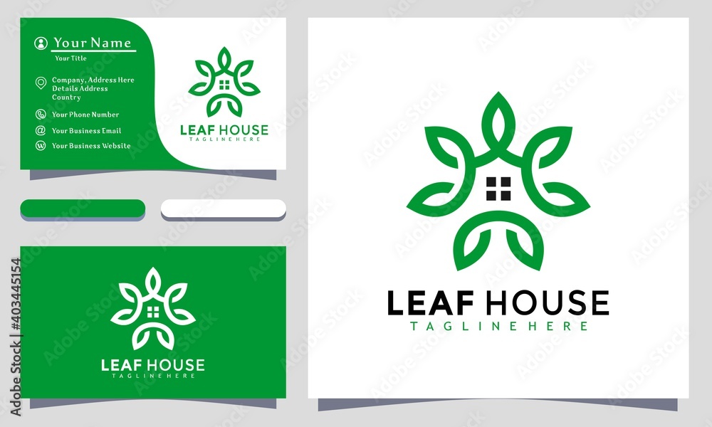 Leaf House logo vector, Nature Home Leaves logo design, modern logo, Logo Designs Vector Illustration Template
