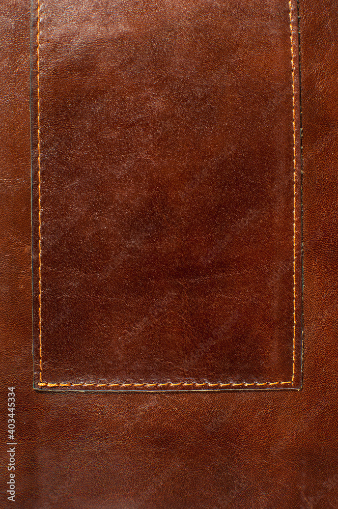 Dark brown leather texture with seam Dark brown leather texture with seam