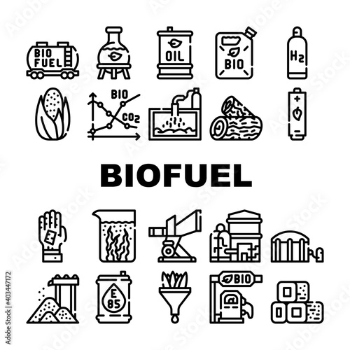 Biofuel Green Energy Collection Icons Set Vector
