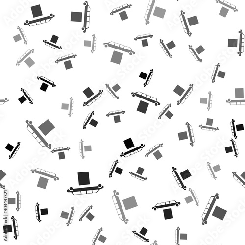 Black Luxury limousine car and carpet icon isolated seamless pattern on white background. For world premiere celebrities and guests poster. Vector Illustration.