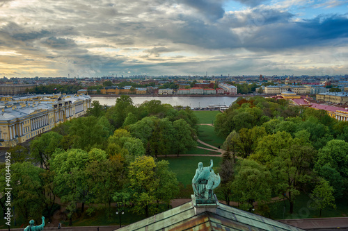 Panoramic view over St. Petersburg, Russia, from St. Isaac Cathedral. © Y