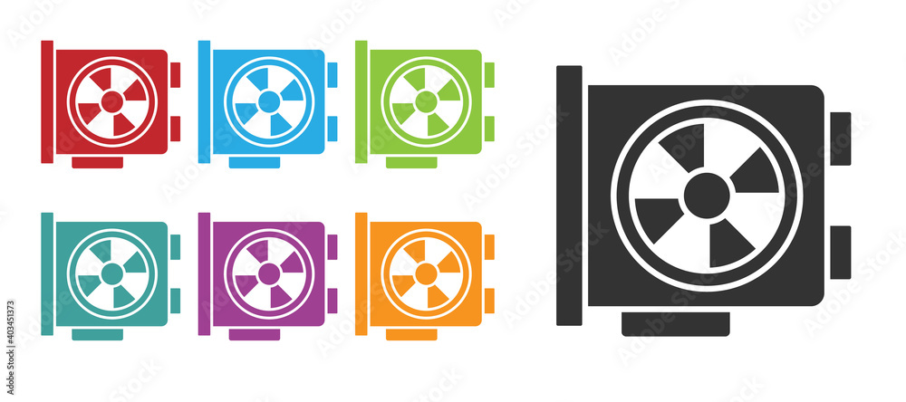 Black Video graphic card icon isolated on white background. Set icons colorful. Vector. Black Video graphic card icon isolated on white background. Set icons colorful. Vector.