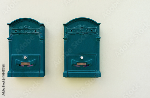 Mailboxes on wall
