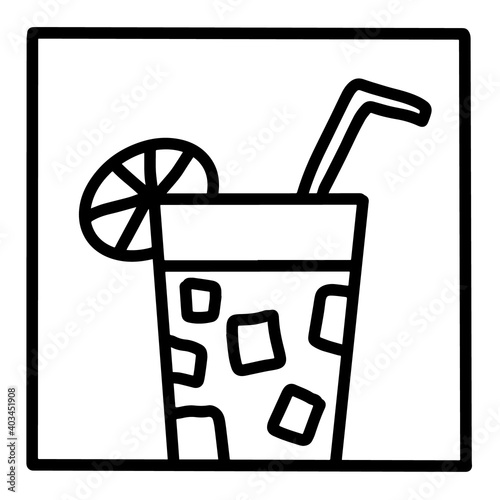 Lemonade hand drawn vector icon doodle logo in cartoon style black white contrast