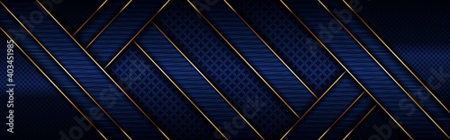 Abstract polygonal luxury golden line with dark navy blue background