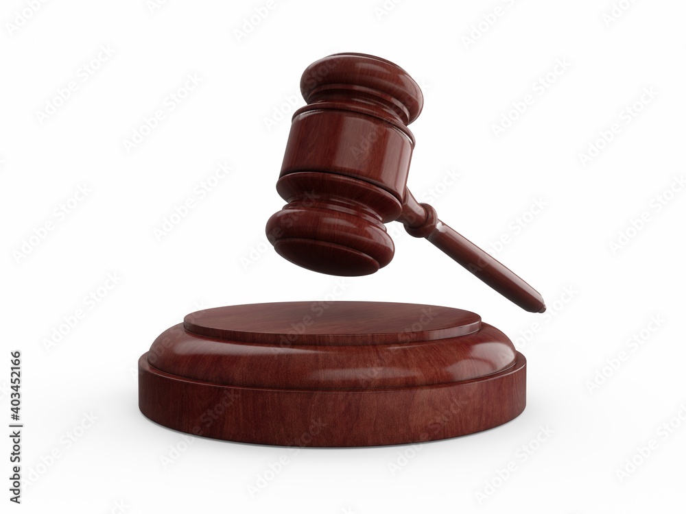 3D rendering gavel, Judge Hammer on white background