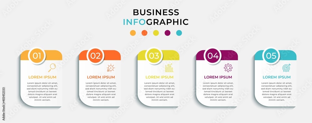 Minimal Business Infographics template. Timeline with 5 five steps, options and marketing icons .Vector linear infographic with two circle conected elements. Can be use for presentation. Eps10 vector Minimal Business Infographics template. Timeline with 5 five steps, options and marketing icons .Vector linear infographic with two circle conected elements. Can be use for presentation. Eps10 vector