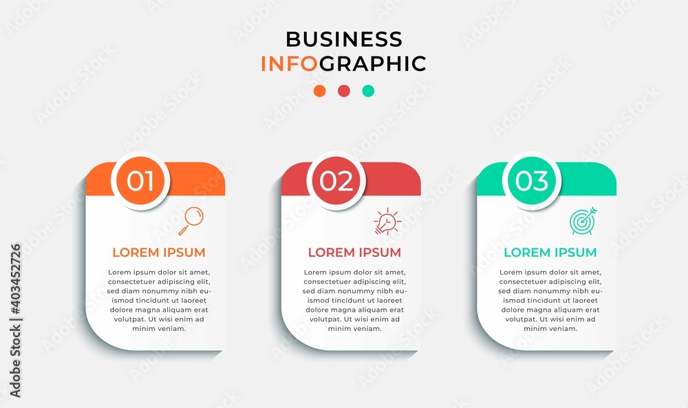 Obraz premium Minimal Business Infographics template. Timeline with 3 three steps, options and marketing icons .Vector linear infographic with two circle conected elements. Can be use for presentation. Eps10 vector