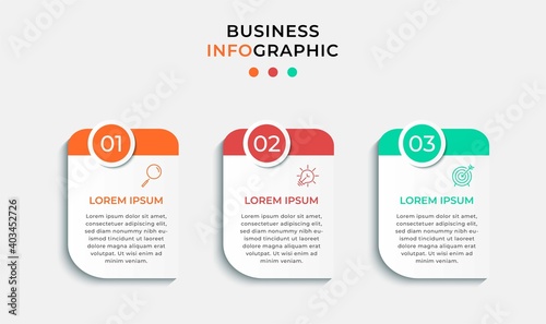 Minimal Business Infographics template. Timeline with 3 three steps, options and marketing icons .Vector linear infographic with two circle conected elements. Can be use for presentation. Eps10 vector