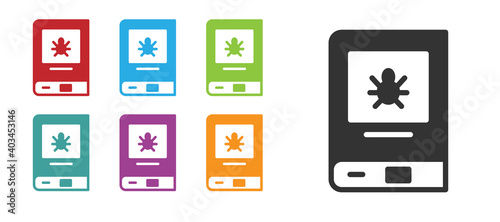 Black Book about insect icon isolated on white background. Set icons colorful. Vector.