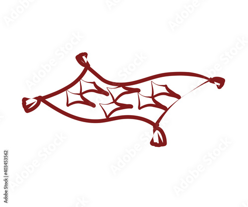 Flying carpet on a white background. Silhouette. Vector illustration.