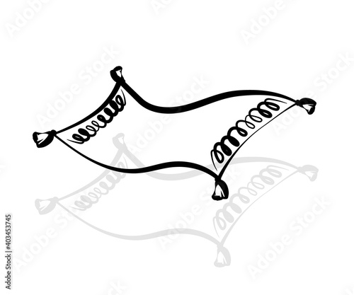 Magic flying carpet on a white background. Symbol. Vector illustration.