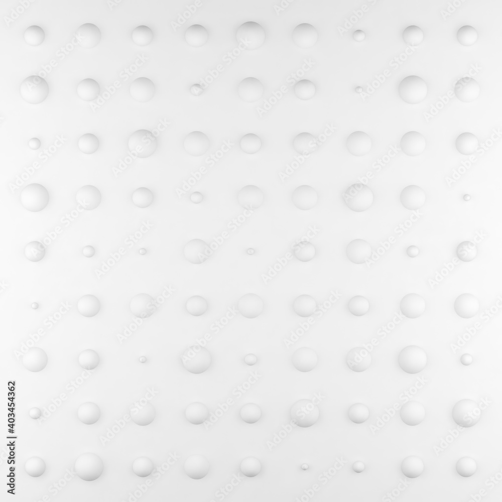 White abstract background with spheres, 3d illustration