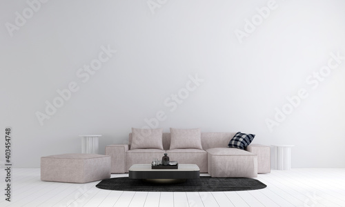 The interior design mock up of minimal living room and white wall background  © teeraphan