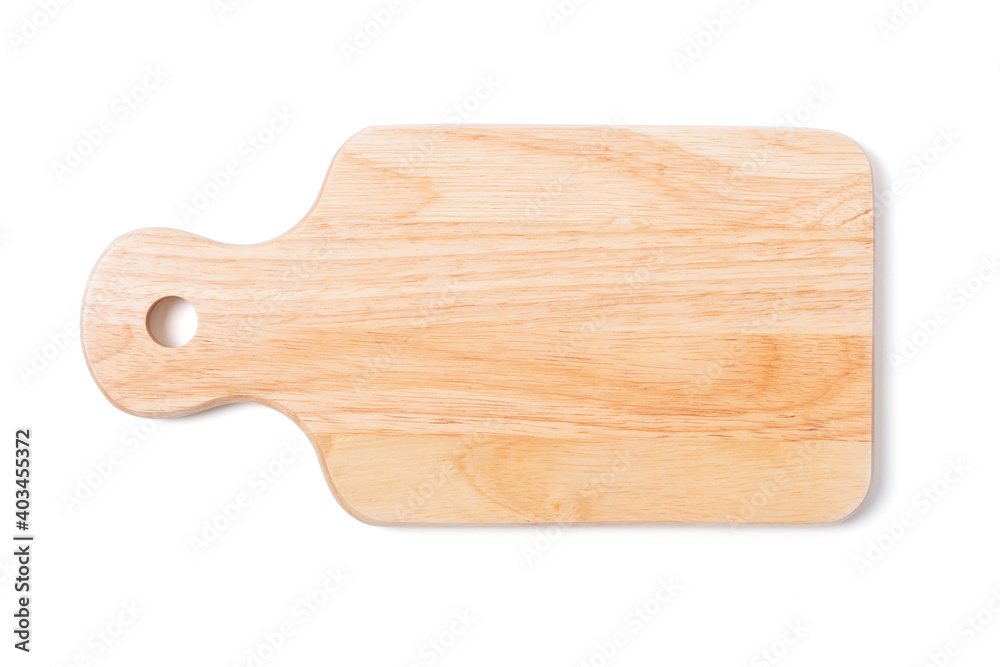 Brown woodcutting board with handle and drill hole for hanging isolated on white background with clipping path. Brown woodcutting board with handle and drill hole for hanging isolated on white background with clipping path.