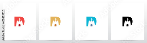 Castle With Flag On Letter Logo Design D