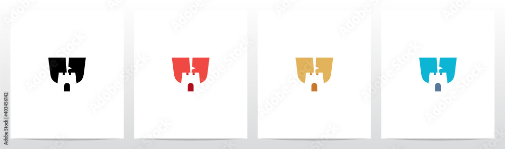 Castle With Flag On Letter Logo Design Y Castle With Flag On Letter Logo Design Y