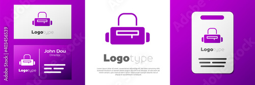 Logotype Sport bag icon isolated on white background. Logo design template element. Vector.