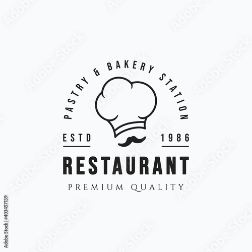 Vector illustration of chef hat and moustache good for restaurant vintage logo design