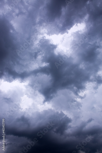 Dark ominous grey storm clouds. Dramatic sky.