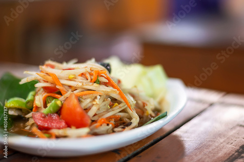 Thai papaya salad, popular dishes at restaurant.