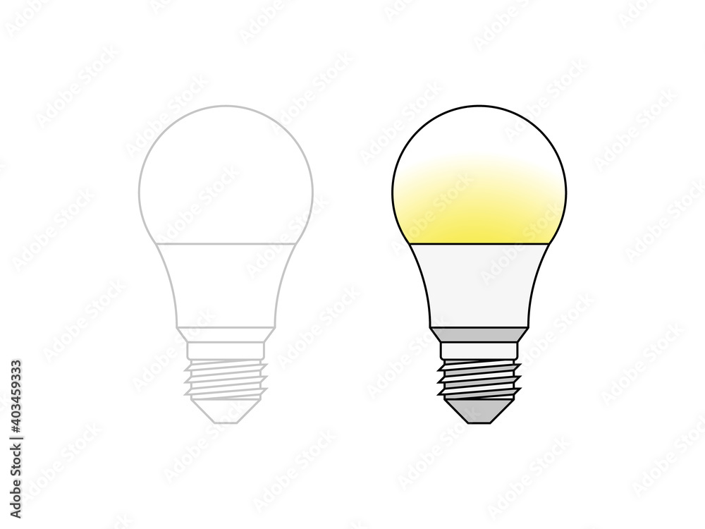 Light led bulb line icon with editable strokes. Concept of idea, solution. Vector outline icon with editable stroke. LED light bulb on white background. Vector illustration. Light led bulb line icon with editable strokes. Concept of idea, solution. Vector outline icon with editable stroke. LED light bulb on white background. Vector illustration.