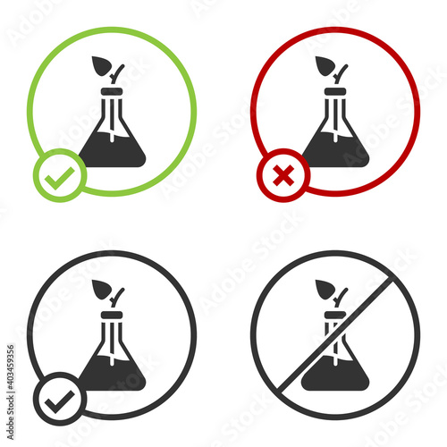 Black Plant breeding icon isolated on white background. Plants growing in the test tubes. Organic food ,agriculture and hydroponic. Circle button. Vector.