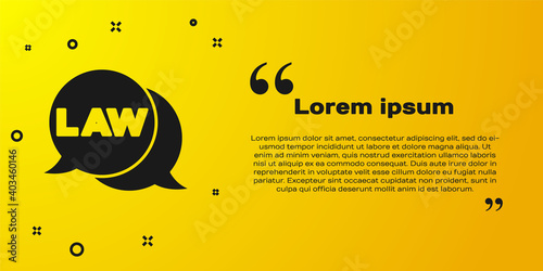 Black Law icon isolated on yellow background. Vector.