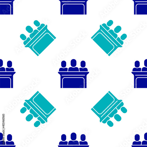 Blue Jurors icon isolated seamless pattern on white background. Vector.