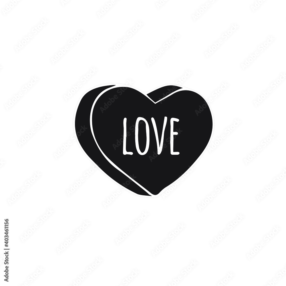 Vector hand drawn doodle sketch Valentine’s sugar candy with love text isolated on white background Vector hand drawn doodle sketch Valentine’s sugar candy with love text isolated on white background