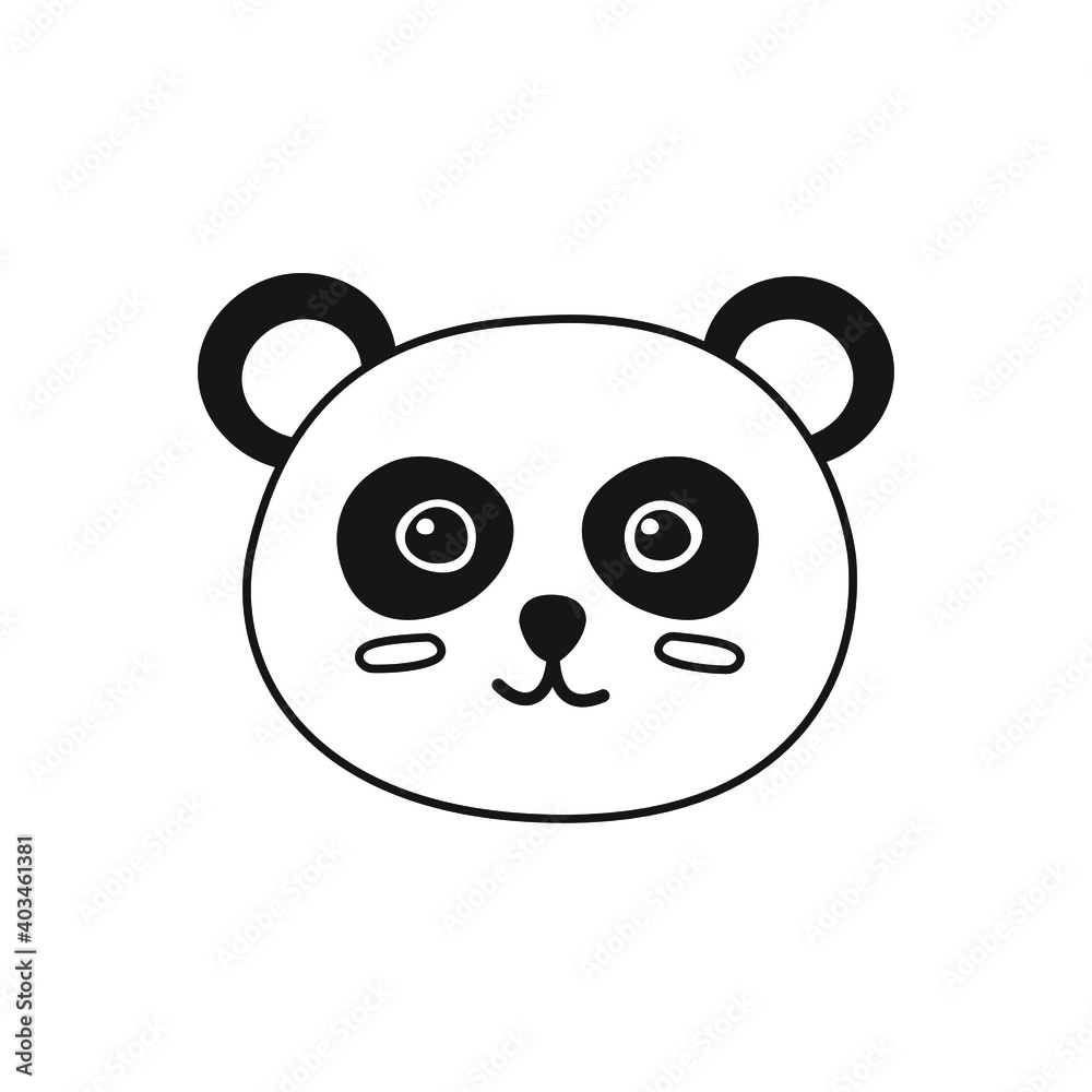 Obraz premium Vector flat cartoon hand drawn doodle panda face isolated on white background