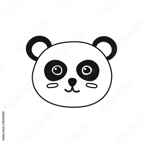 Fototapeta Naklejka Na Ścianę i Meble -  Vector flat cartoon hand drawn doodle panda face isolated on white background