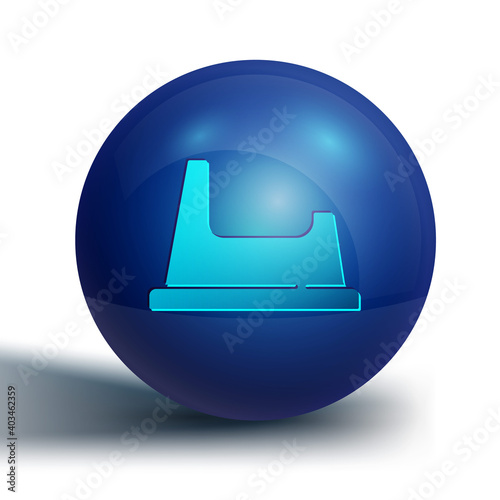 Blue Baby potty icon isolated on white background. Chamber pot. Blue circle button. Vector.