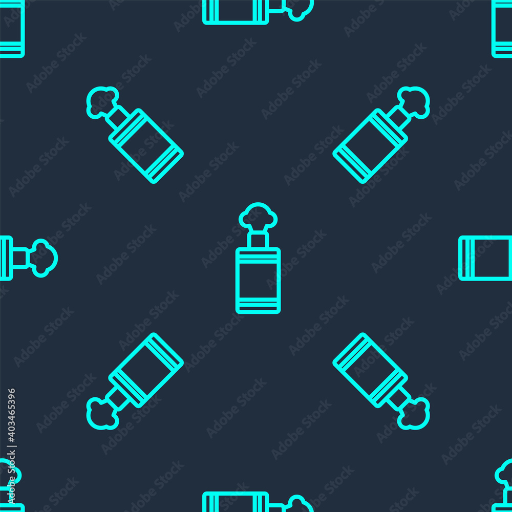 Green line Hand grenade icon isolated seamless pattern on blue background. Bomb explosion. Vector. Green line Hand grenade icon isolated seamless pattern on blue background. Bomb explosion. Vector.