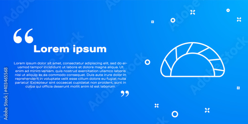 White line Dumpling icon isolated on blue background. Traditional chinese dish. Vector.