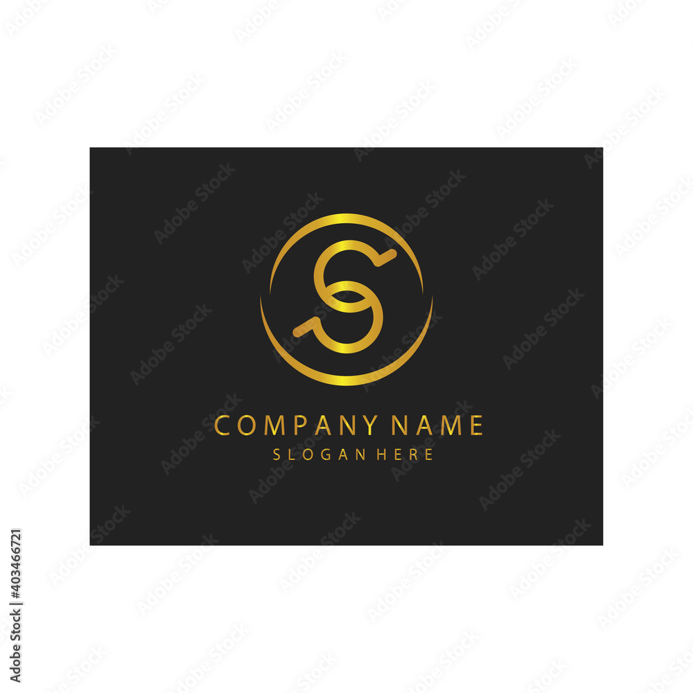 simple elegant initials letter type S sign symbol icon template black background