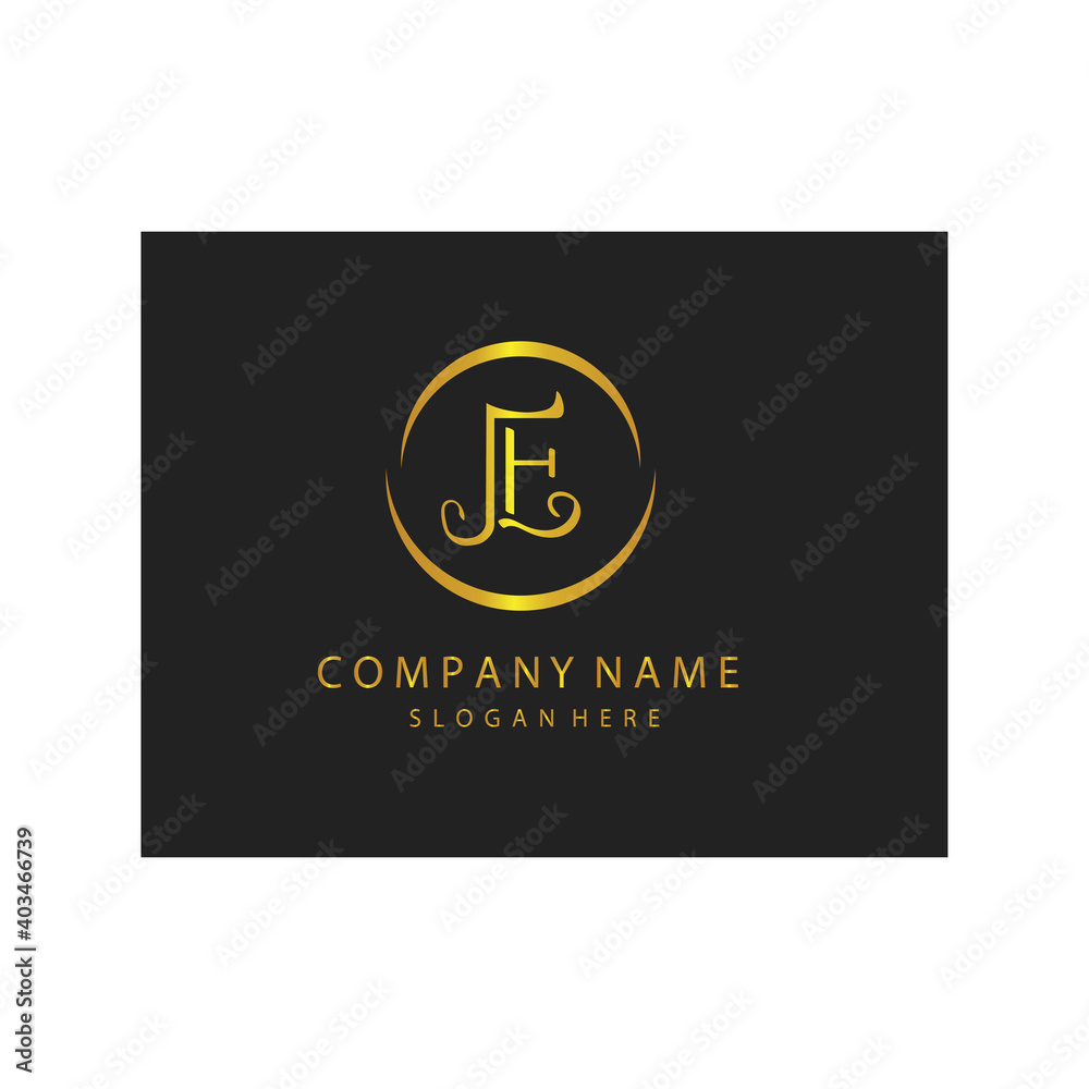 simple elegant initials letter type E sign symbol icon template black background