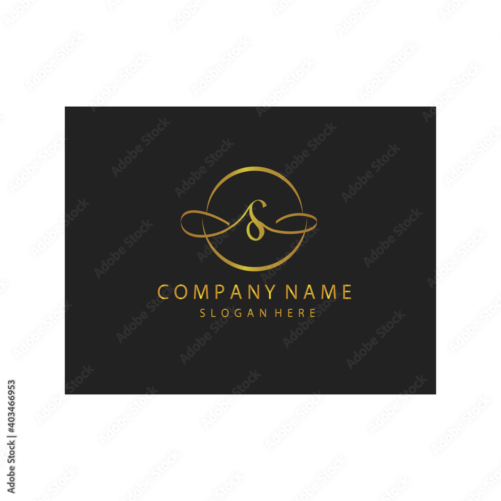 simple elegant initials letter type S sign symbol icon template black background