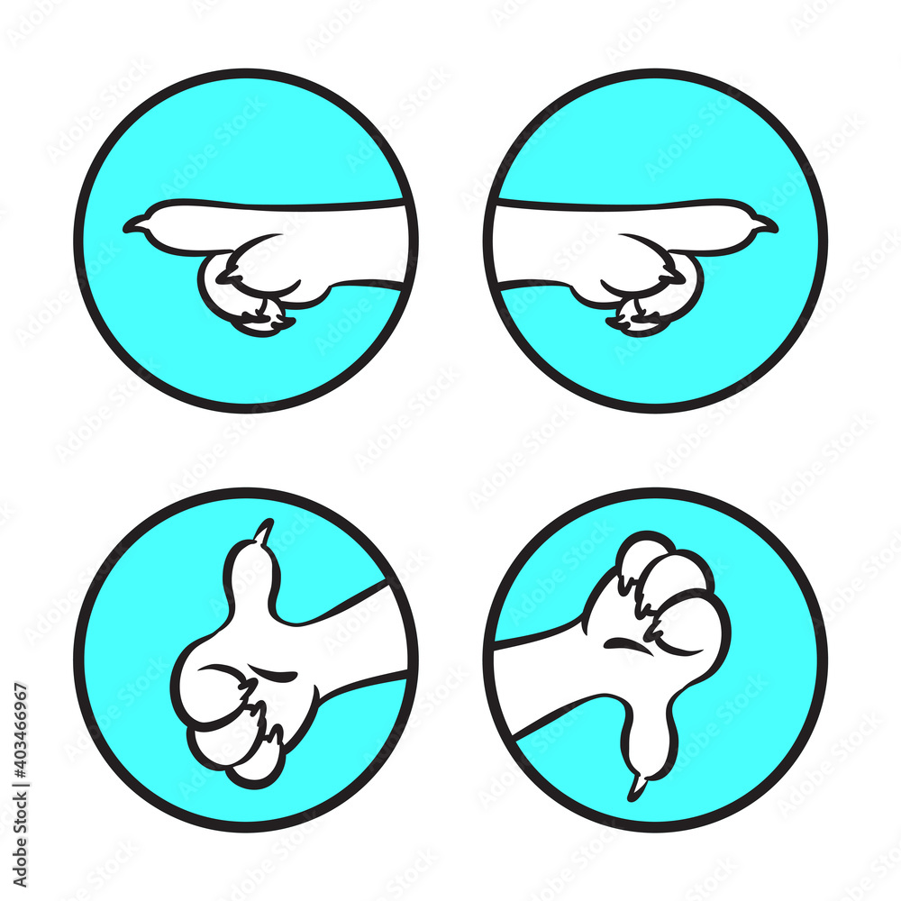 Obraz premium Direction Sign With The Pointing White Cat Paw Four Ways