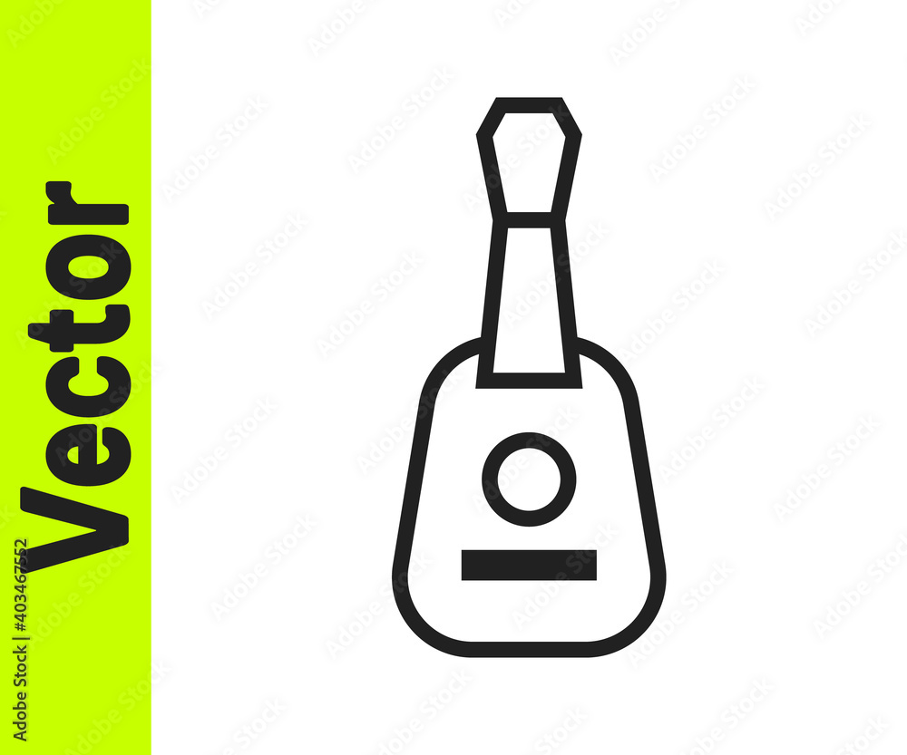 Black line Guitar icon isolated on white background. Acoustic guitar. String musical instrument. Vector. Black line Guitar icon isolated on white background. Acoustic guitar. String musical instrument. Vector.