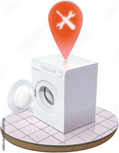 Broken washing machine: repair needed (cutout)
