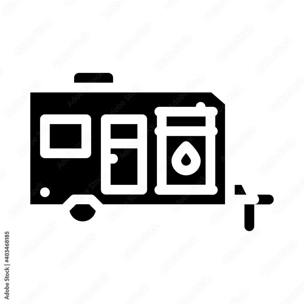 trailer with water glyph icon vector illustration trailer with water glyph icon vector illustration