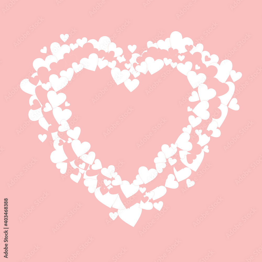 A big heart made of small hearts. Valentine's Day. Background with heart template. Wallpapers, flyers, invitations, posters, brochures, banners.