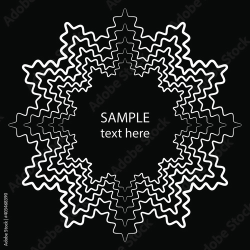 White vector zigzag shape in star form. Geometric art. Design element for frame, logo, blackout tattoo, sign, symbol, web pages, prints, posters, template, pattern and abstract background