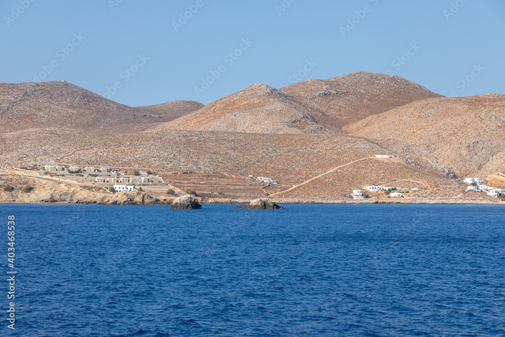 View of the port town. Folegandros Island, Greece.