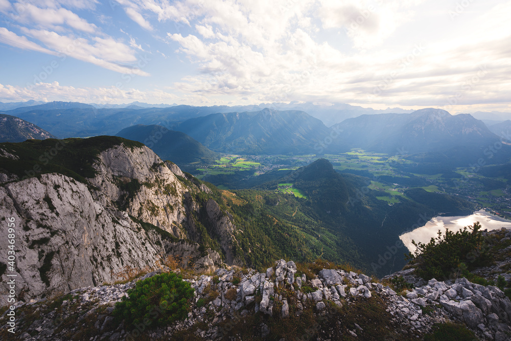 View of Lake Altaussee from Mount Trisselwand, Austria.