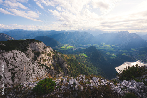 View of Lake Altaussee from Mount Trisselwand, Austria.